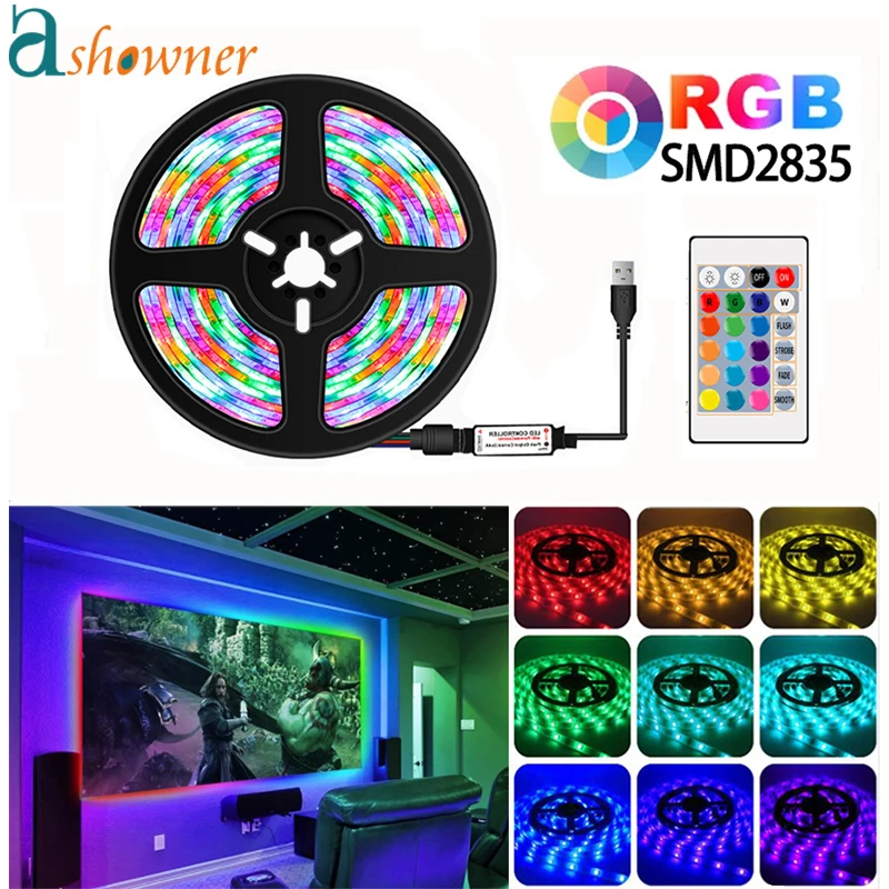 

Светодиодная лента RGB2835, водонепроницаемая гибкая лента для подсветильник Ки телевизора, 0,5-5 м