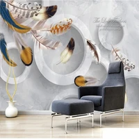 3d wallpaper circle feather modern marble pattern photo wall mural living room tv sofa background wall cloth papel pintado pare