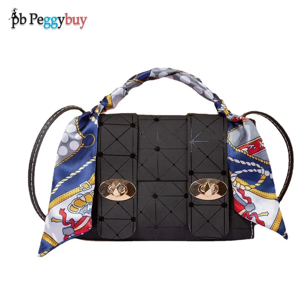 

Fashion Ladies Messenger Handbags Classic Geometric Stylish Silk Scarf Women Shoulder Embossing Crossbody Bags