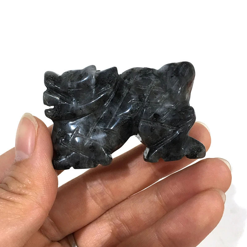 Оптовая цена натуральный кварц larvikite волнистый дракон статуэтка лечебный