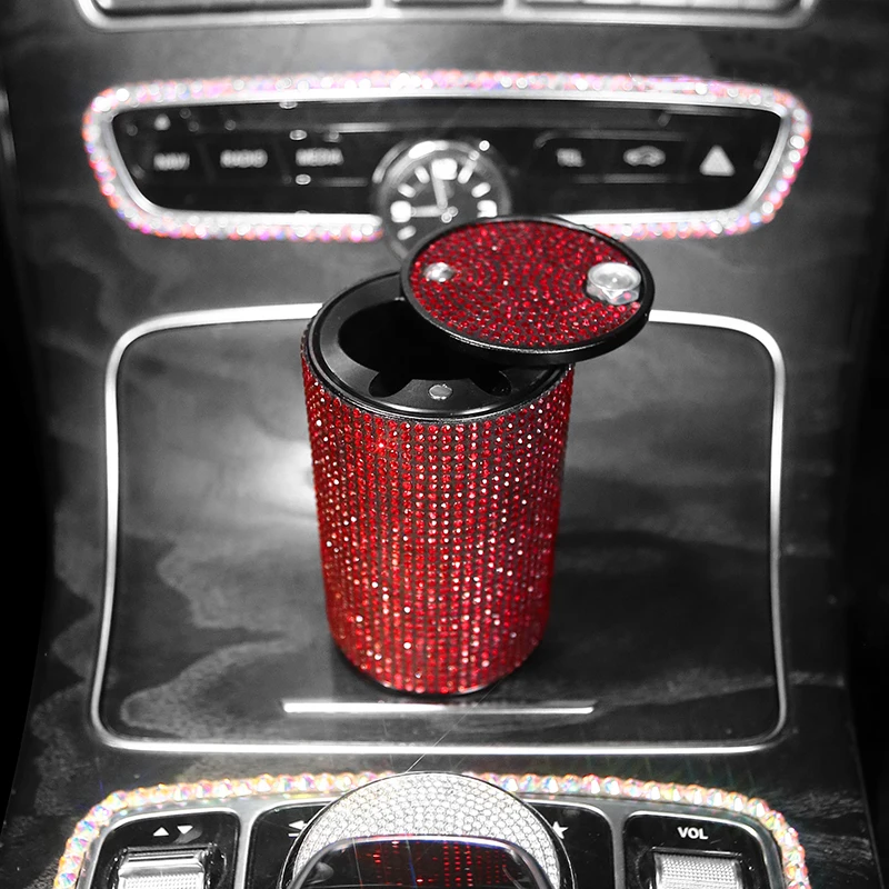 

Diamond Car Ashtray Universal For Girl Women Crystal Rhinestone Ashtray Auto Interior Decor Accessories