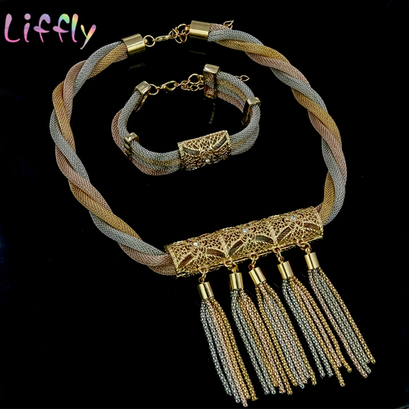 Ювелирные изделия из Нигерии наборы для женщин Кристалл ожерелье серьги кольцо