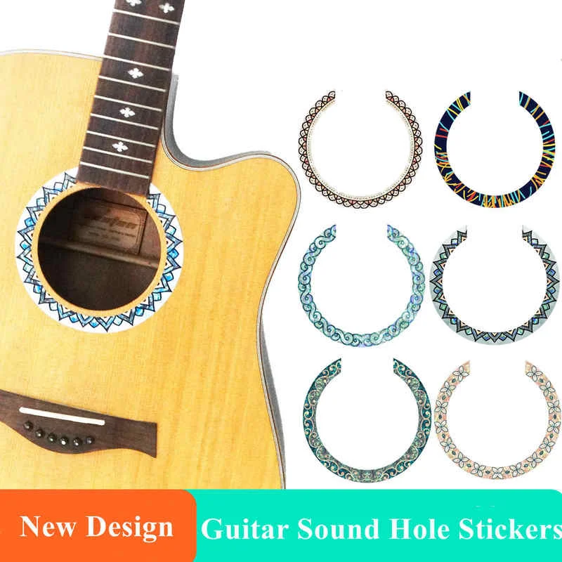 

New Novelty Guitar Sound Hole Decoration Stickers Guitar Fretboard Inlay Decals for Ukulele Bass Guitar Accessories