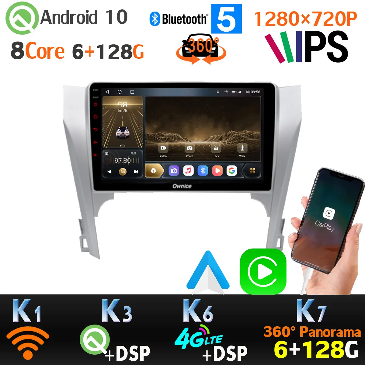 6G + 128G 1280*720 Android 10 для Toyota Camry v50 2012 2014 360 камера Автомобильный GPS радио плеер SPDIF