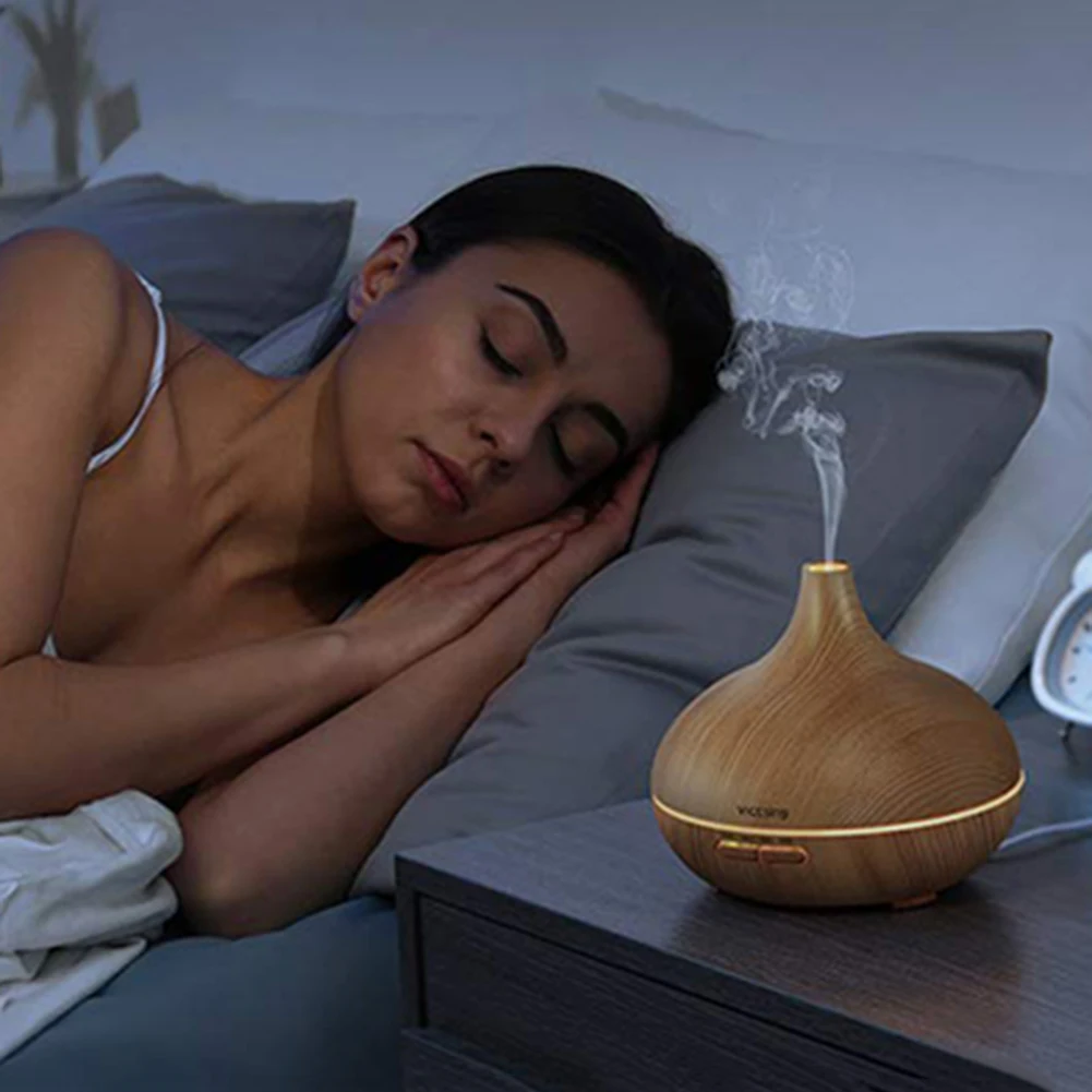 

300ml Whisper Quiet Cool Mist Maker Aromatherapy Air Humidifier Ultrasonic Diffuser with light Wood Grain