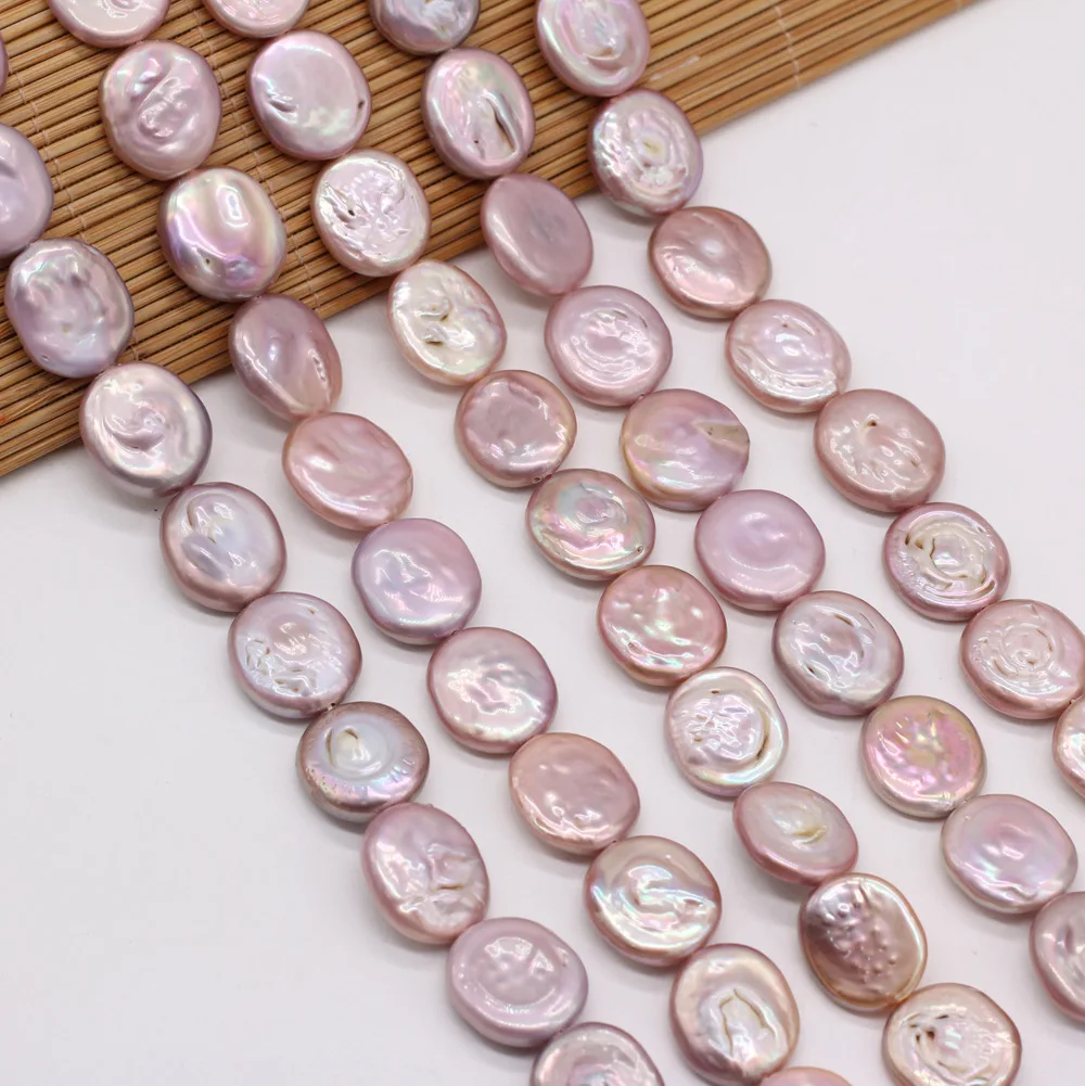 

15*18 Natural freshwater pearl beads Purple Button pearl DIY jewelry necklace semi-finished products production and wholesale