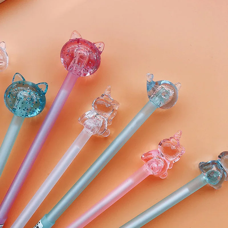 1 шт милый Единорог из горного хрусталя ручки кот гелевые 0 5 мм Kawaii нейтральные