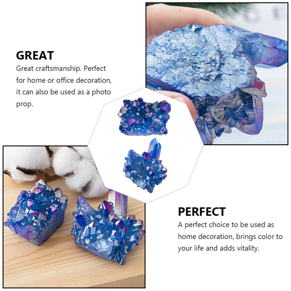 

2pcs Natural Blue Crystal Cluster Home Ornament DIY Crafts Material