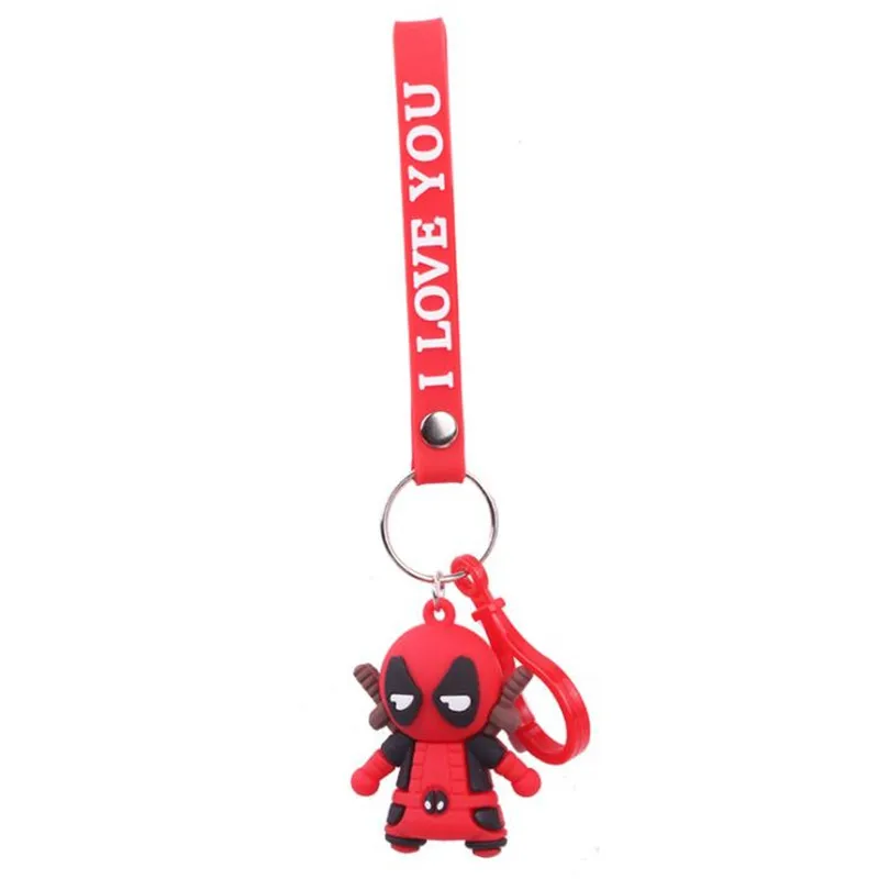 Comic Anime Superman Batman Captain America Iron Man Deadpool Cosplay Keychain Pendant Accessories Rubber Gift