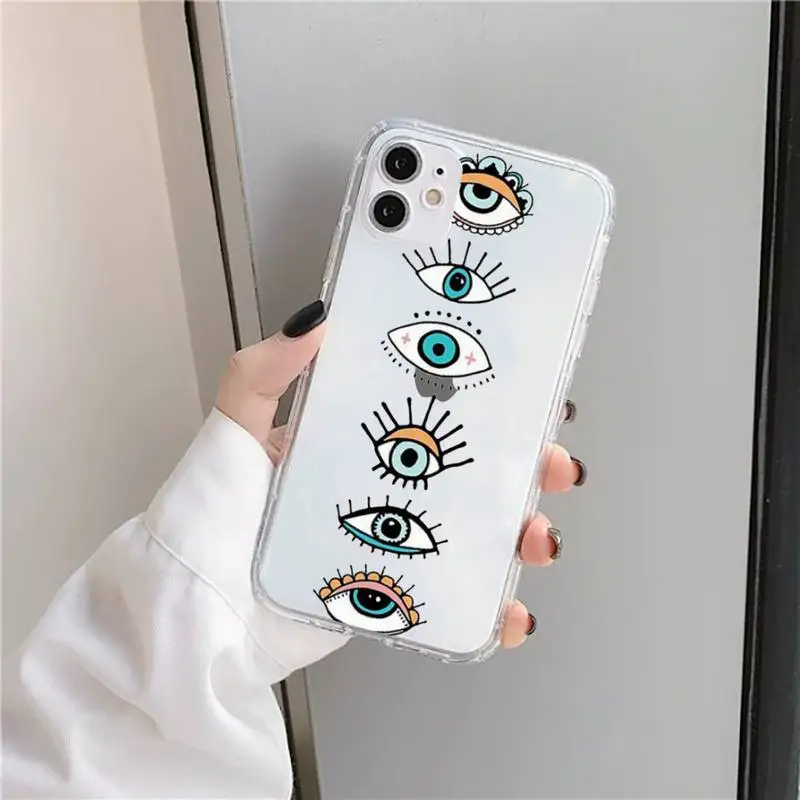 

Demon's eye of luck art pattern Phone Case Transparent soft For iphone 5 5s 5c se 6 6s 7 8 11 12 plus mini x xs xr pro max