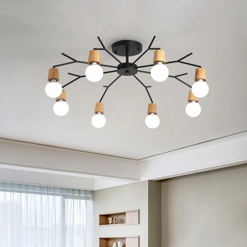 Современный Лофт гостиной деревянные потолочные светильники приспособление