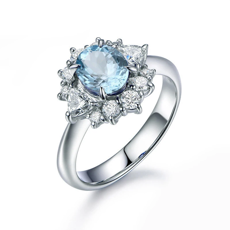 

QYI Natural Sky Blue Topaz Rings for Women 1.25 Ct Oval Cut 925 Sterling Silver Engagement Ring Gemstone Party Jewelry