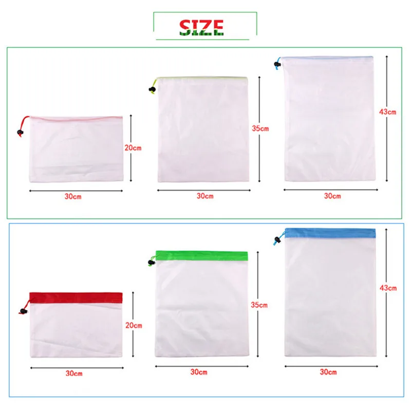 Многоразовые сетчатые мешки моющиеся экологически чистые пакеты на хранение