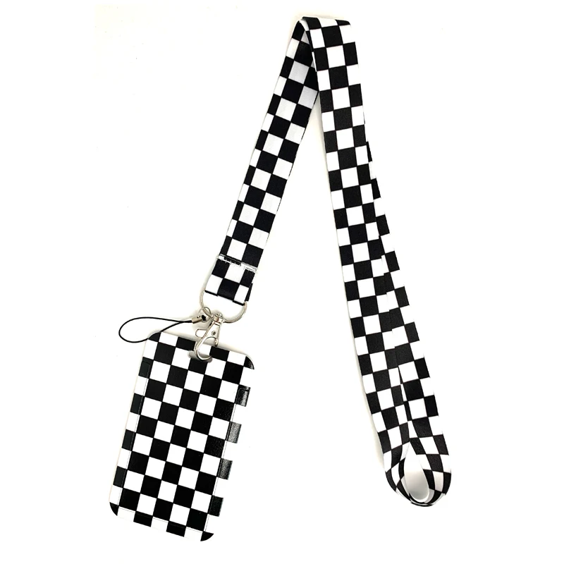 Black and White Squares Pattern Neck Straps Keychain Lanyards For Keys ID Card Badge Holder Webbing Ribbon Mobile Phone Rope | Мобильные