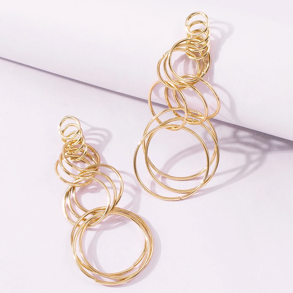

New European and American style fashion all-match alloy earrings long earrings Fashion creative geometric earrings women