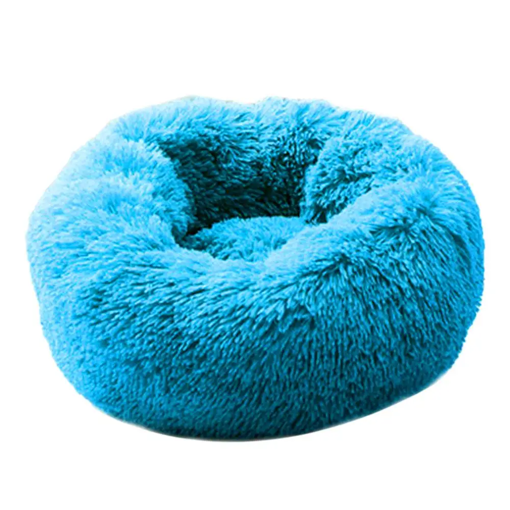 Blue Моющаяся кровать для собаки, диван, длинная плюшевая собачья Конура, домик для кошки, мягкие плюшевые коврики, диван для собаки, корзина для питомца, теплая спальная кровать - Цвет: Blue