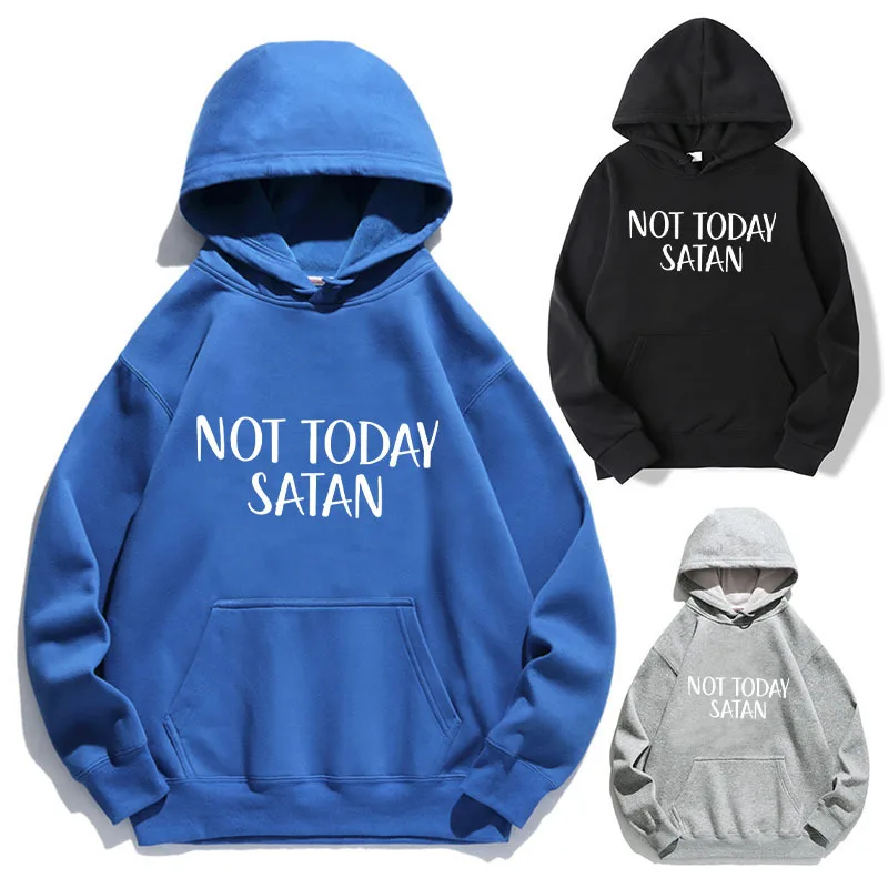 Женская толстовка Not Today Satan с надписью Толстовки капюшоном и принтом флисовая