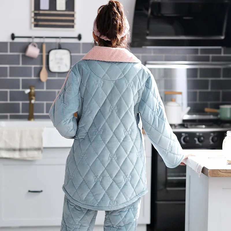 

Winter pajamas women's coral fleece three layer padded thickened warm cotton autumn flannel sleepwear robe nightgown 2020 Woman