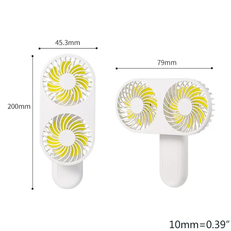 

3 Speed Adjustable Mini Handheld Fan Portable USB Rechargeable Dual Head Cooling Fan Desktop Air Cooler