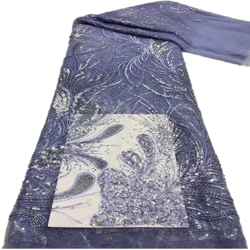 

Top Quality Embroidery French Lace Fabric 2021 New Design African Tulle Lace Fabric For Wedding Bridal Lace With Sequins DP34005