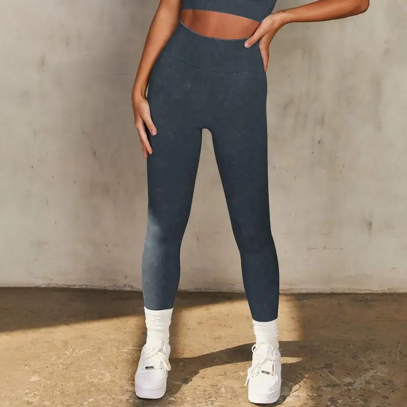 Seamless Yoga Leggings Washed Elastic Tight Fitness Pants Trousers for Women's Sports Running Quick-drying Fitness Pants