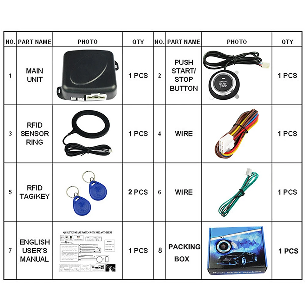 Универсальная автомобильная сигнализация кнопка запуска и остановки двигателя