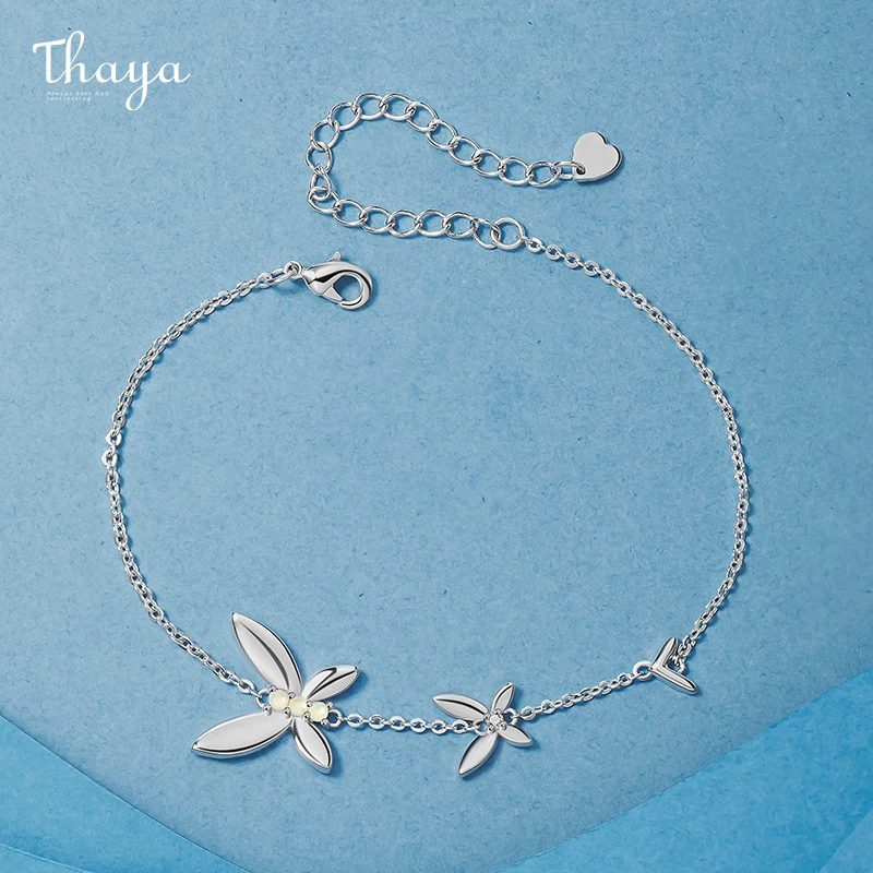 

Thaya Bracelet For Women Thin Chain Butterfly Star Green Crystal Handmade 19cm Line For Female Jewelry Charms Fashion Gift
