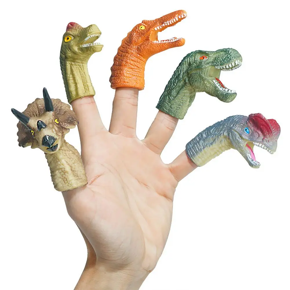 

5Pcs Dinosaur Finger Puppets Set Mini Animal Finger Puppets Interactive Hand Puppet Soft Rubber for Party Favors Kids Toy Gifts