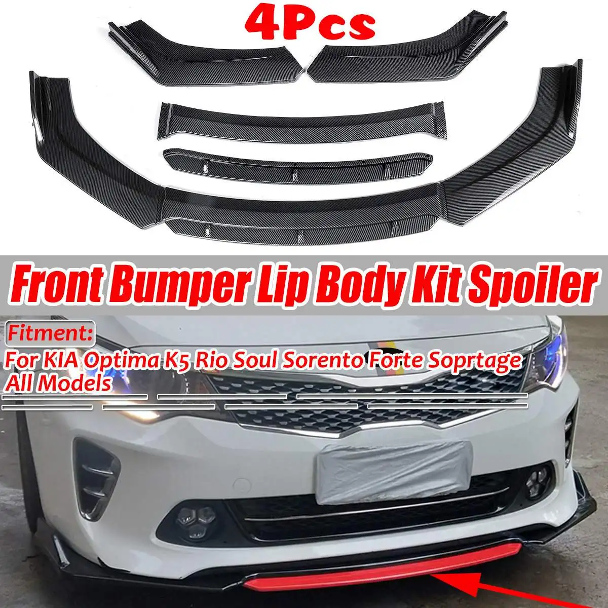 

Универсальный автомобильный диффузор для переднего бампера, 4 шт.