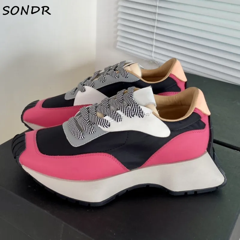 

New Spring Thick Sole Women Casual Shoes Fashion Platform Patchwork Ladies Sneakers Designer Female Walking Sports Running Shoes