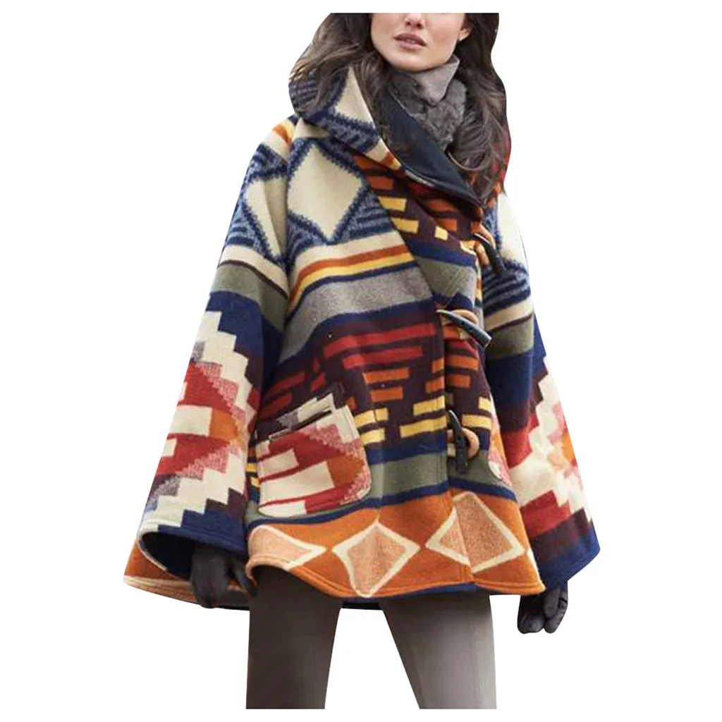 2020 зимнее пальто женское тёплое Ретро стиль с рисунком куртка Этническая Femmes