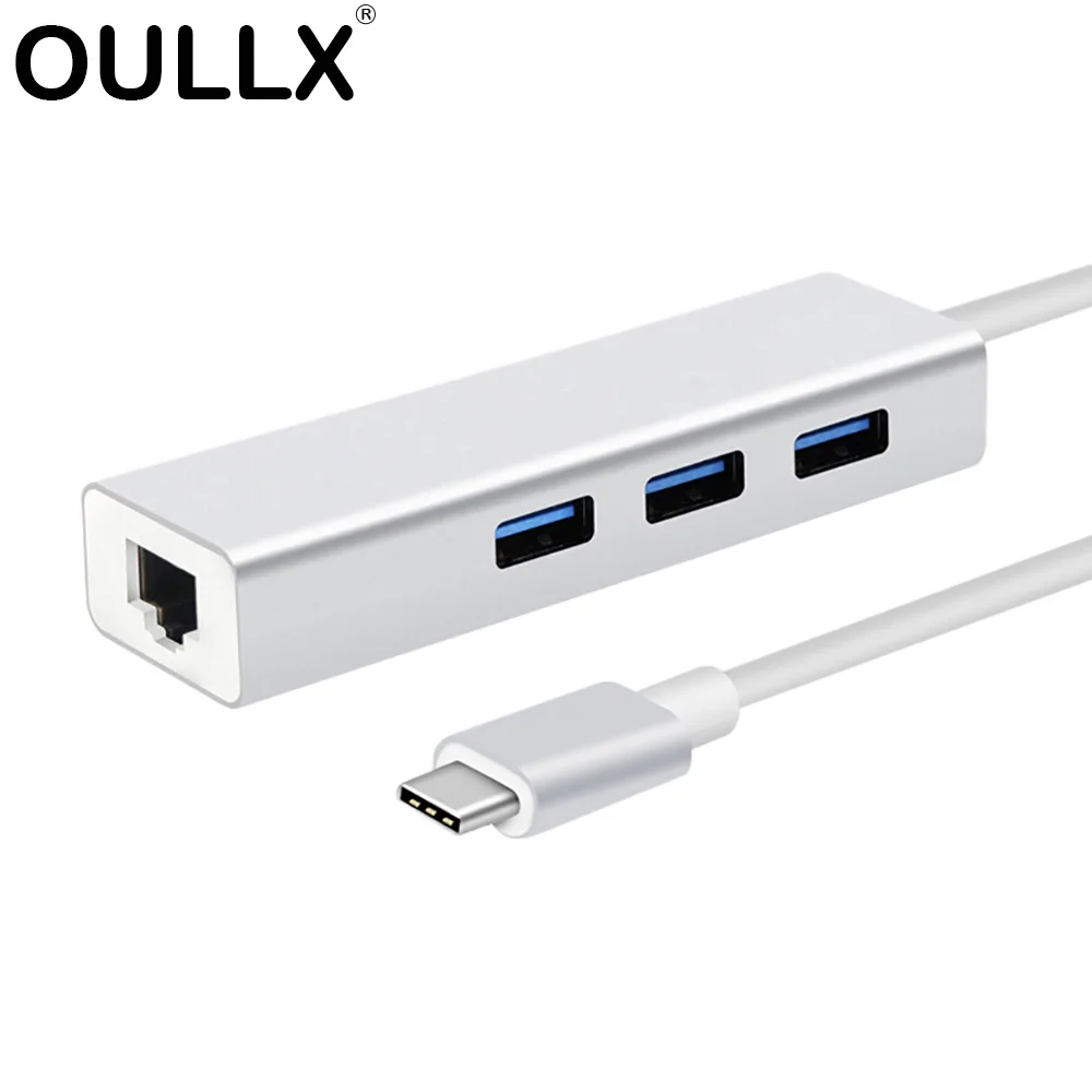 OULLX USB C концентратор Gigabit Ethernet Rj45 Lan адаптер usb type к 3 0 1000 Мбит/с сетевая карта для