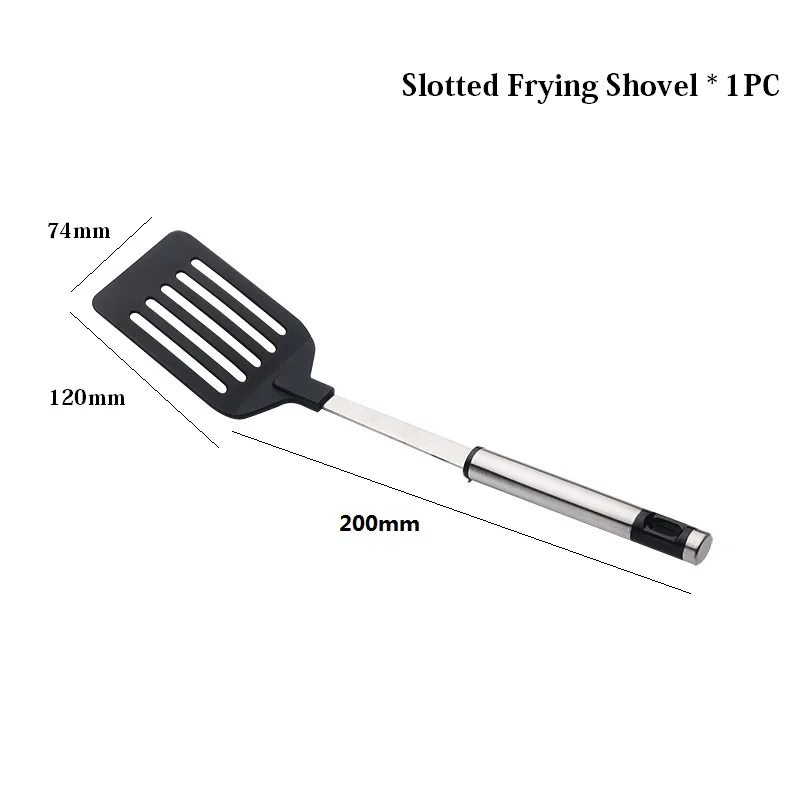 Нейлоновая шлицевая лопатка для сковородки из нержавеющей стали Тернер с