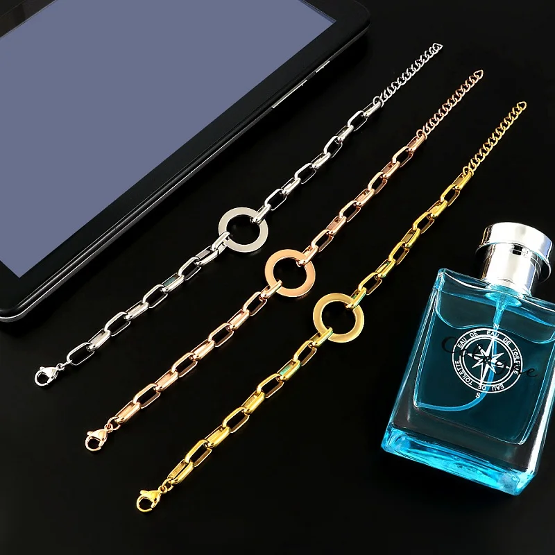 Винтажный круглый прямоугольный браслет-цепочка в стиле панк для мужчин и женщин