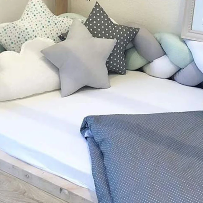 

Baby Crib Bumper Knotted Braided Plush Nursery Cradle Decor Newborn Gift Pillow Cushion Junior Bed Sleep Bumper (4 Meters, White