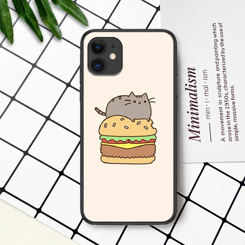 

Cartoon Pusheen Cute Cat Phone Case For IPhone 4 4s 5 5S SE 5C 6 6S 7 8 Plus X XS XR 11 12 Mini Pro Max 2020 black Hoesjes