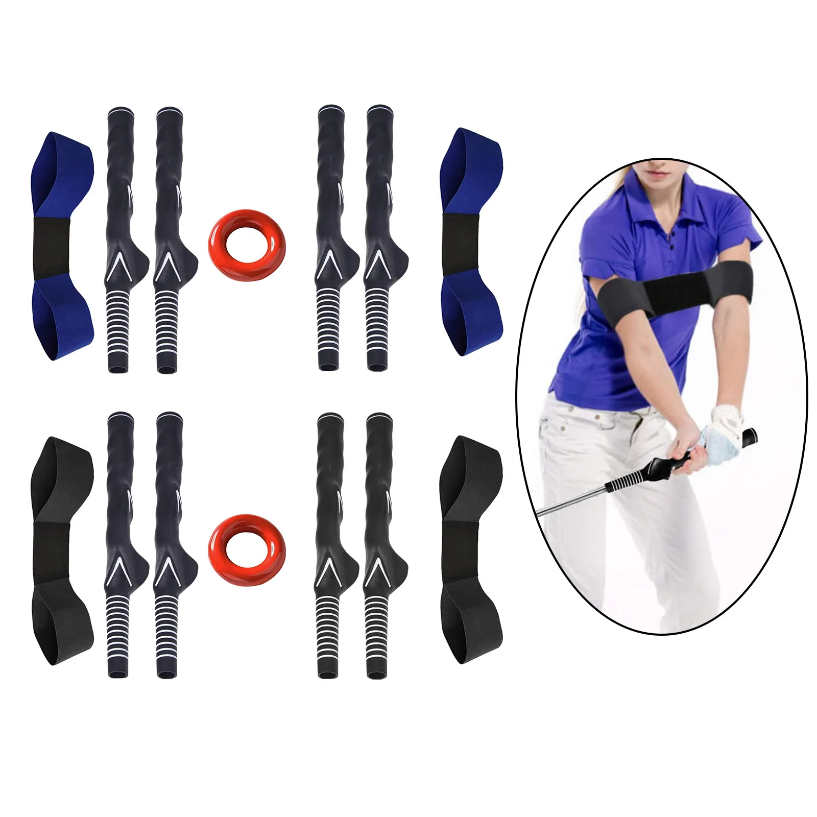 

Standard Golf Swing Grip Trainers with Arm Band Value Set Practice Training Tool Aid for Right Left Hand Golfer
