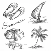 new 2021 slippers sailboat beach summer vacation clear stamps album background frames card craft no cutting die scrapbooking