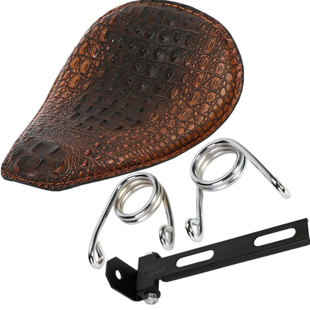 

Мотоциклетная черно-Коричневая Кожаная Весенняя подушка для сиденья водителя для Harley, Honda, Yamaha, Kawasaki, Bobber Chopper