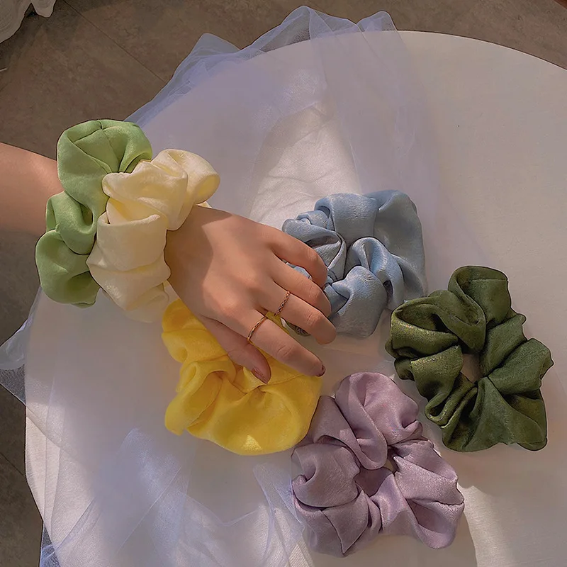 

Fresh Large Intestine Hair Ring French Solid Ccolor Fabric Elastic Rubber Hair Band Ponytail Holder Hair Rope Hair Accessories