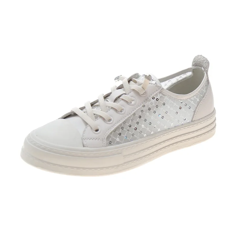 

The first layer cowhide gauze small white shoes female 2021 summer new flat-bottomed student breathable casual shoes