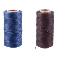 2 pcs 260m 150d 1mm leather sewing waxed wax thread hand needle cord craft diy new dark brown dark blue