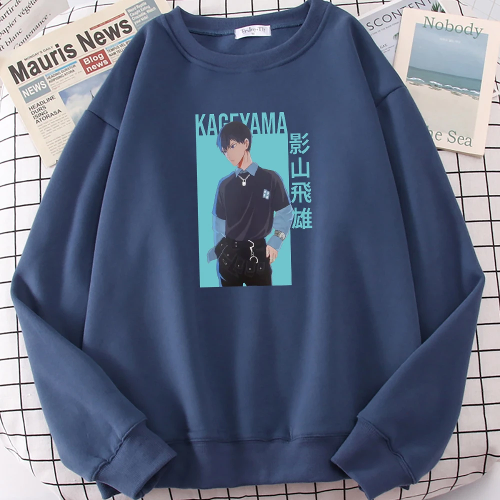 

Худи Kageyama Tobio Haikyuu с принтом, свитшоты с круглым вырезом, флисовая одежда с длинным рукавом и капюшоном, Мужская винтажная Толстовка в стиле Х...