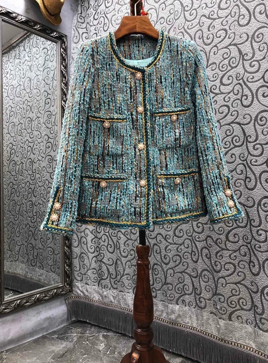 

Новинка 2021, женское модное блестящее шерстяное пальто с круглым вырезом и длинными рукавами, подходящее ко всему, 1014