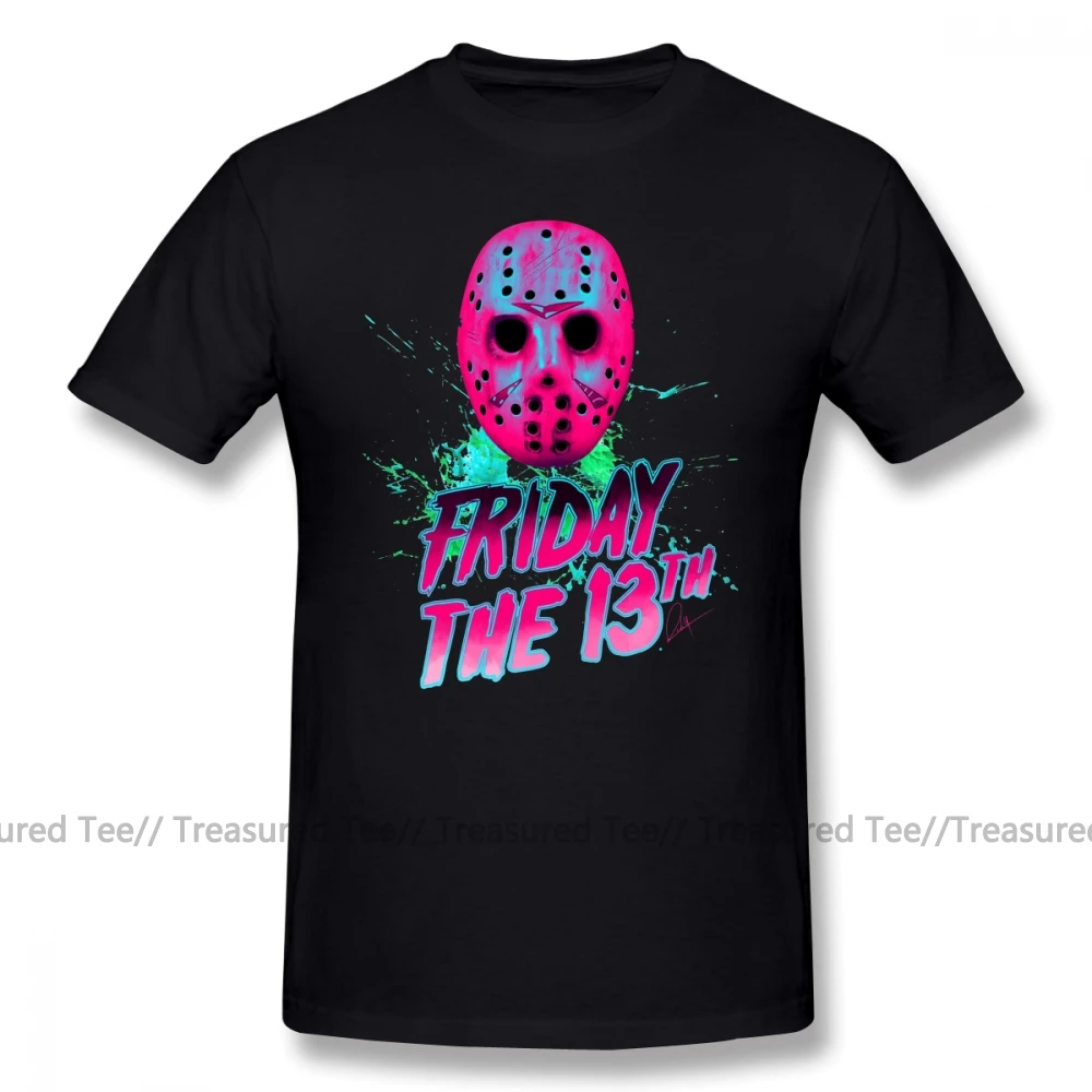Friday 13, футболка, FRIDAY THE 13TH Neon V, футболка с графическим принтом, футболка с короткими рукавами, Мужская забавная Базовая хлопковая футболка, плюс размер - Цвет: Black