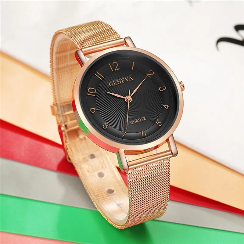 Женские часы Geneva Лидер продаж новые женские наручные с ремешком сеткой