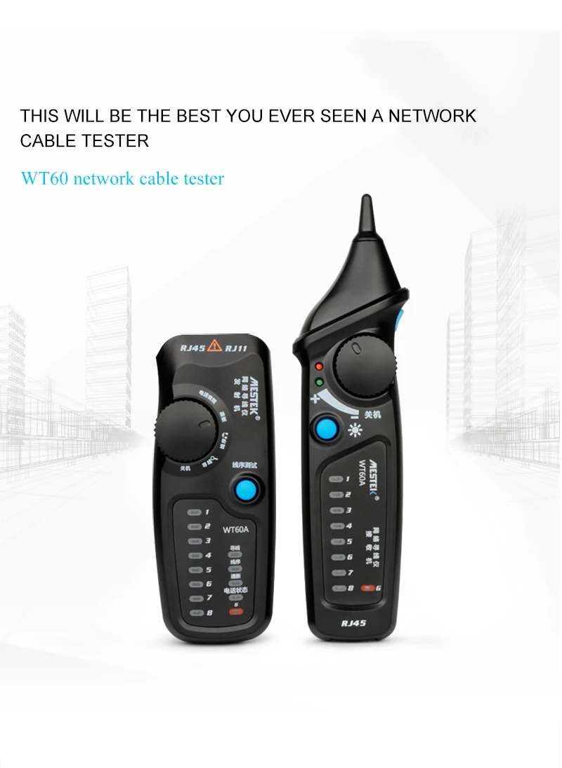 MESTEK WT60A телефонный провод трекер RJ11 RJ45 Cat5 Cat6 Tracer тонер Ethernet LAN Сетевой кабель тестер детектор линия Finder