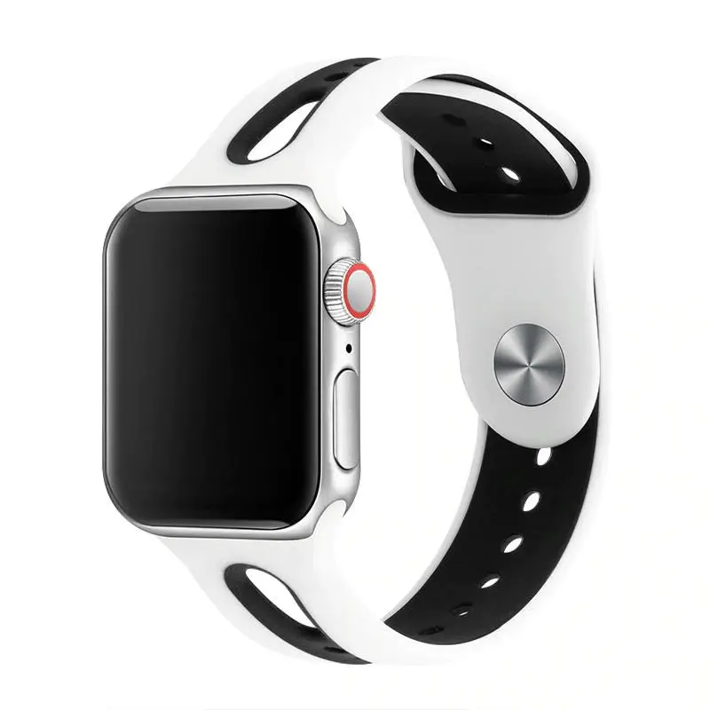 white black Хохлатый ремешок для часов аpple для apple watch 4 3 band 44 мм iwatch band 42 мм correa apple watch 38 мм 40 мм спортивные силиконовые ремешки для часов - Цвет ремешка: white black