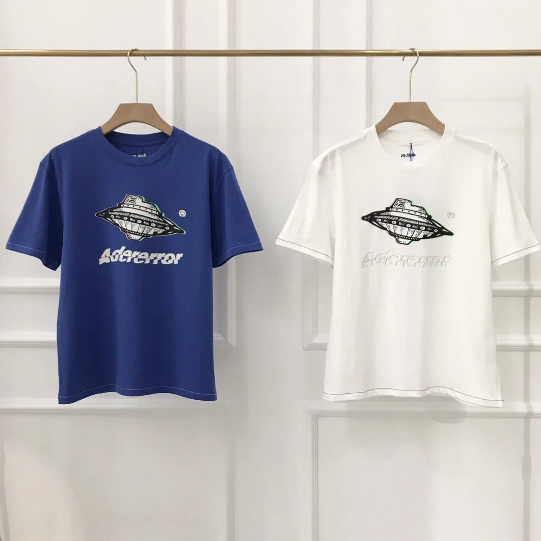 

Ader Error Alien Spaceship UFO Invasion Adererror T-shirt UFO Poster Male and Female Couple Loose Short Sleeve T-shirt