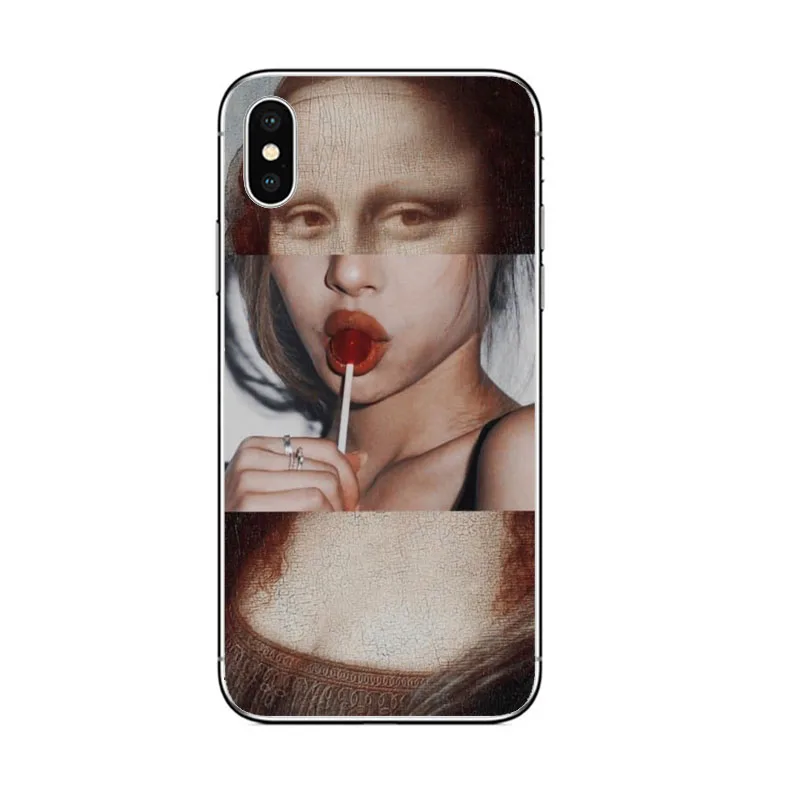 Чехол для телефона Mona Lisa с принтом мягкий из ТПУ iphone X XR XS MAX 8 7 6 5 6S 5s PLUS SE MonaLisa gum smoke